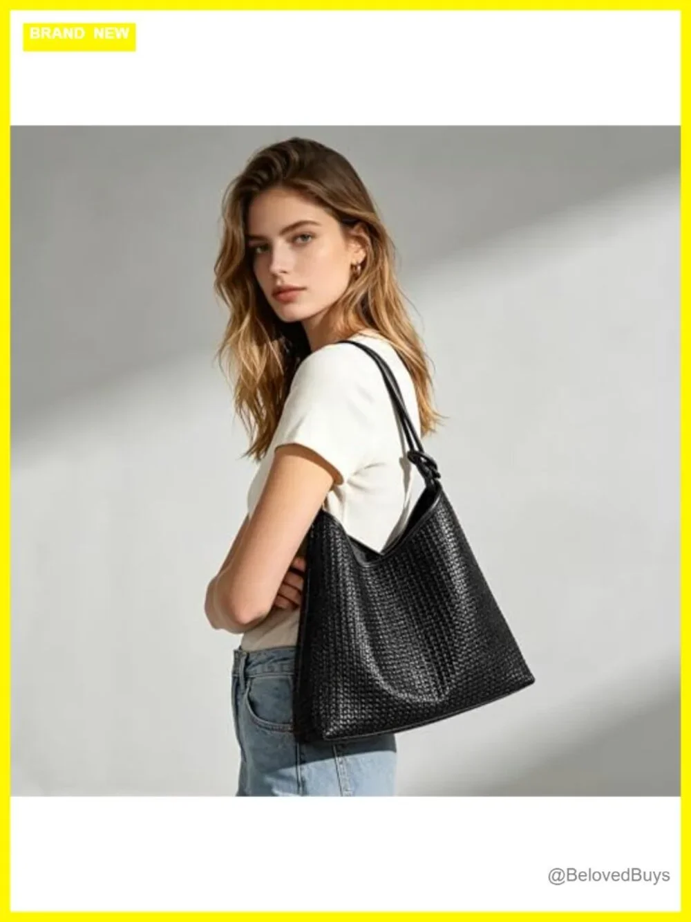 2-Piece Woven Texture Vegan Leather Hobo Bag Set Tote Crossbody with Clutch